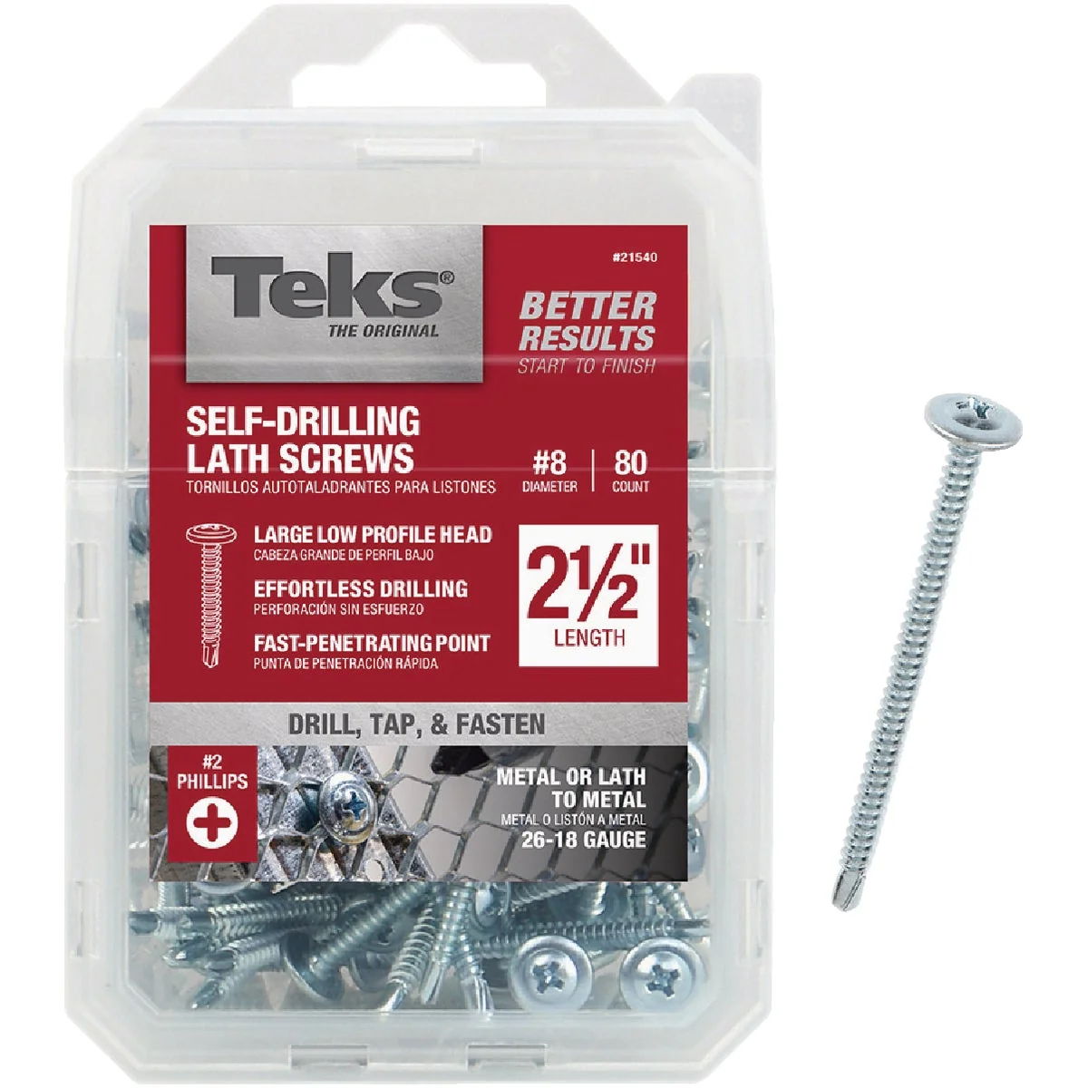 Fine Teks 8 x 2-1 2 In. Modified Truss Head Drill Point Lath Screw 80 Ct. Natural