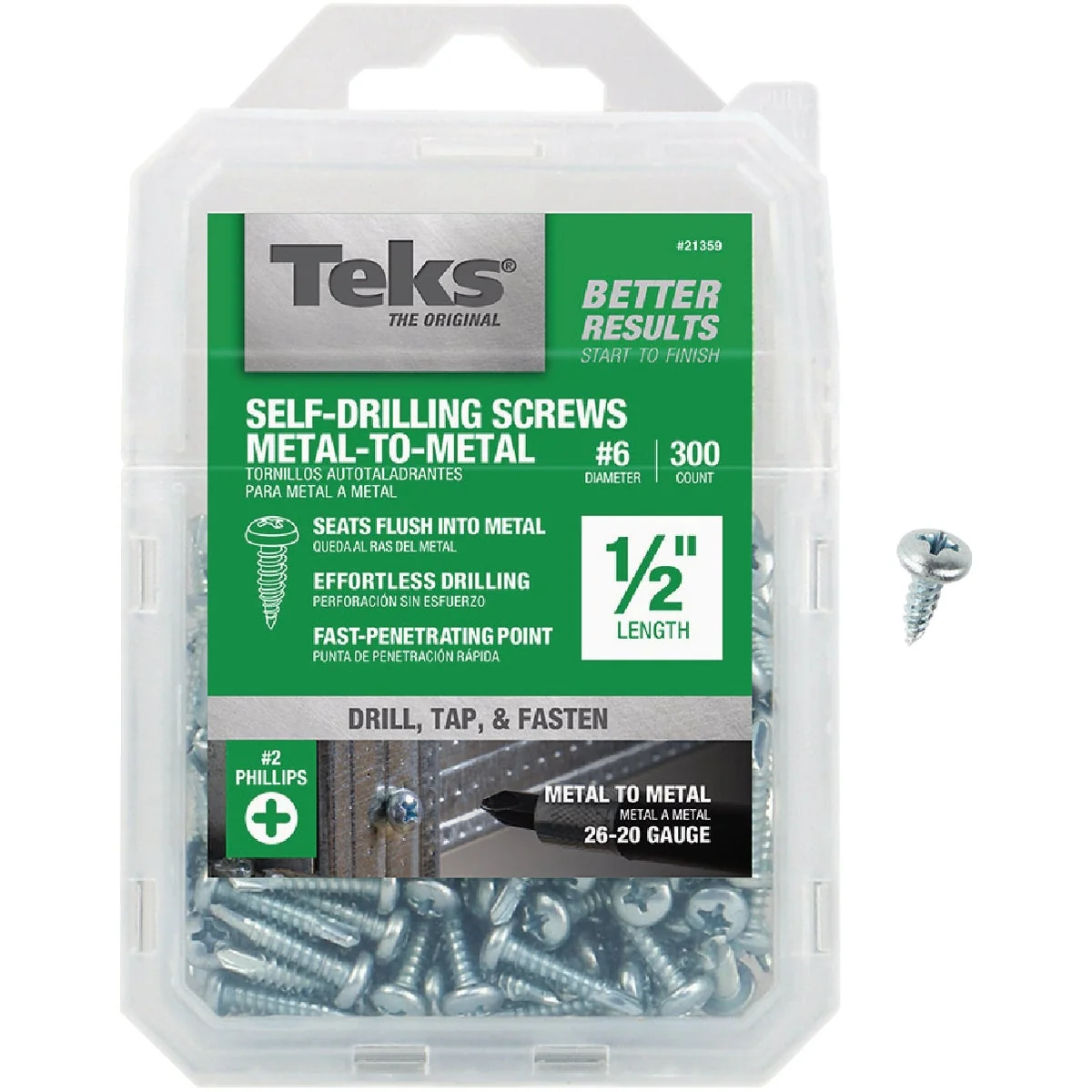 Natural Teks 6 x 1 2 In. Pan Head Sharp Point Metal to Metal Screw 300 Ct. Authentic