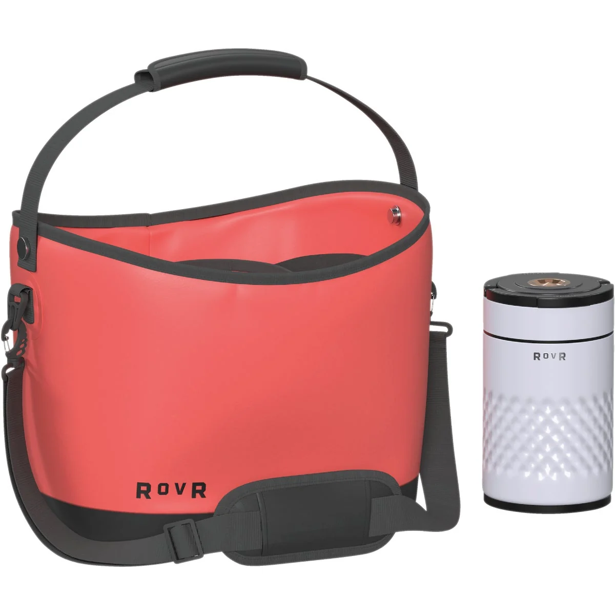 Reliable RovR Products KeepR Beverage Tote Caddy with Ice Bucket Shoulder Strap Coral Responsible
