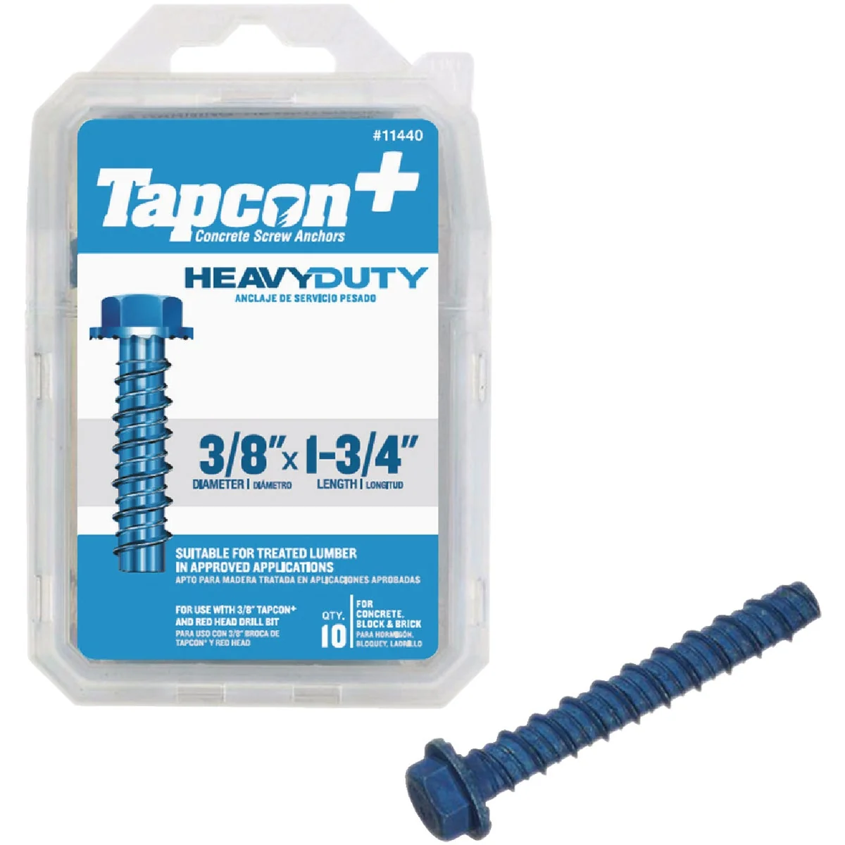 Selected Tapcon 3 8 In. x 1-3 4 In. Hex Washer Head Heavy Duty Concrete Screw Anchors 10 Ct. High-Quality