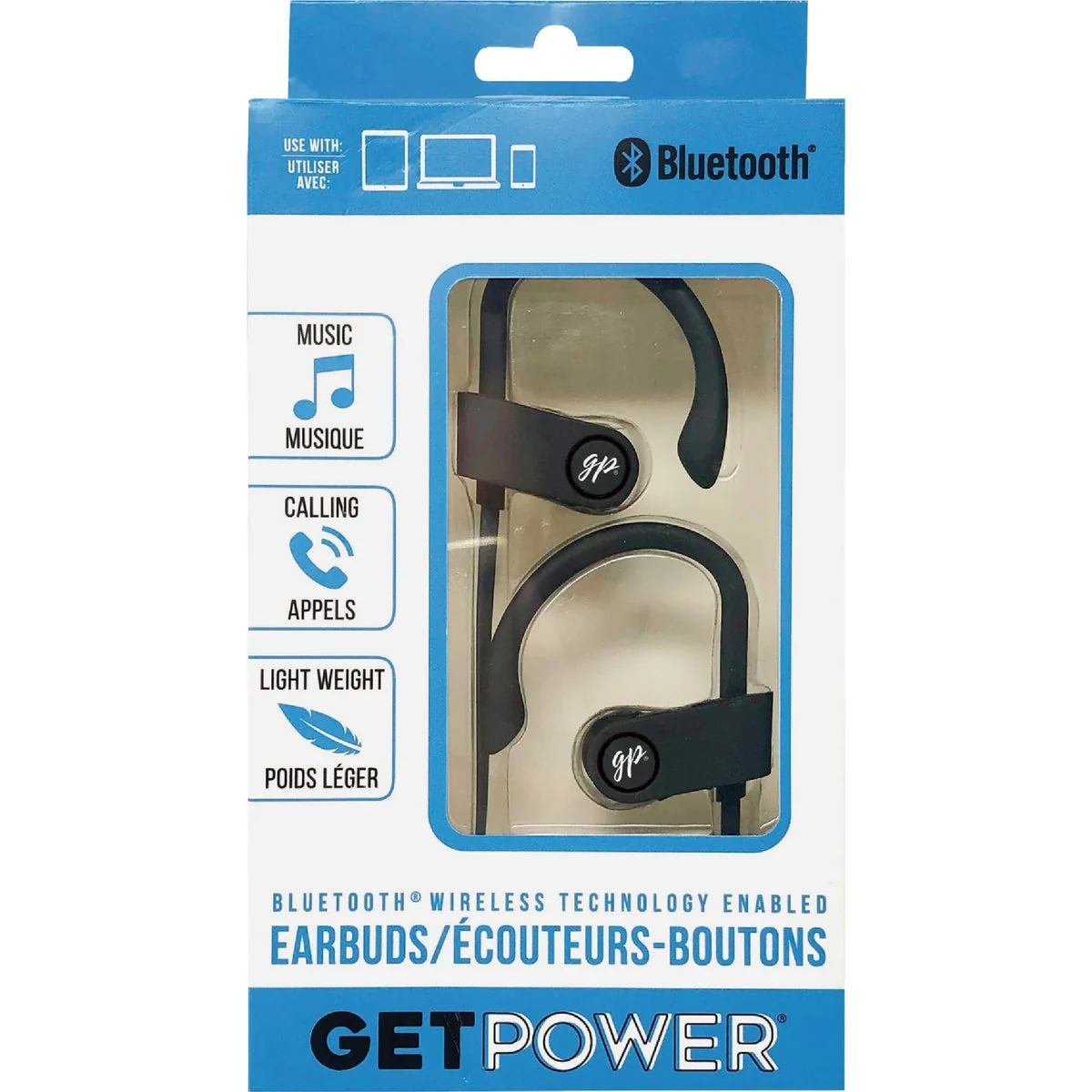 Enhanced GetPower Bluetooth Black Music Calling Earbuds Reusable