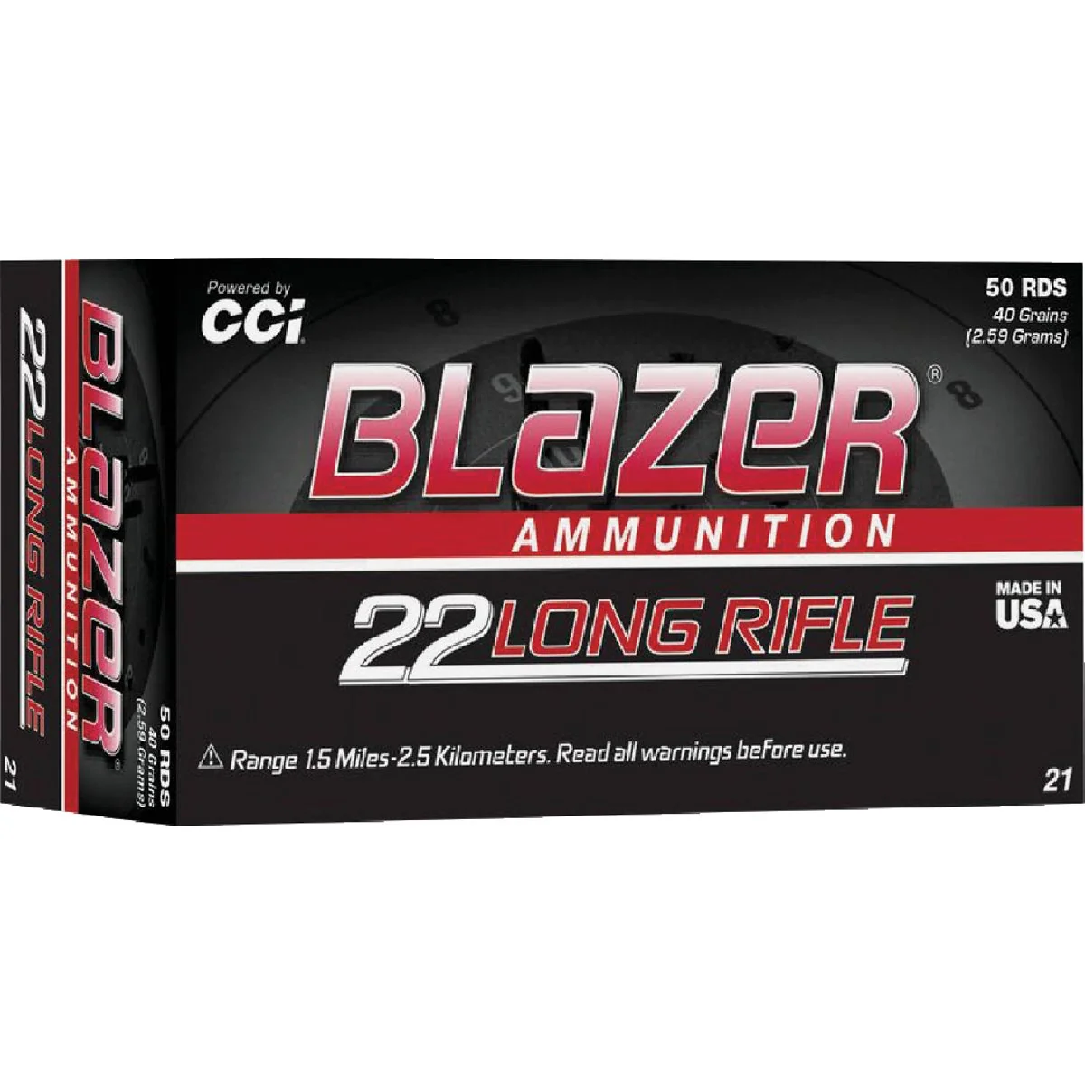 Detailed Blazer .22 LR 40 Grain Round Nose Rimfire Ammunition Cartridges Fast