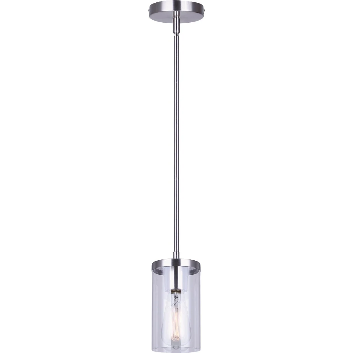 Genuine Canarm Britton Brushed Nickel Pendant Light Fixture Clear Glass Smooth