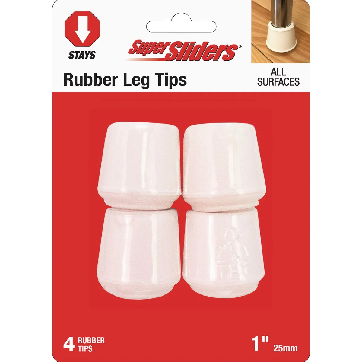 Next-Generation Super Sliders 1 In. White Rubber Furniture Leg Tip 4-Pack Refined