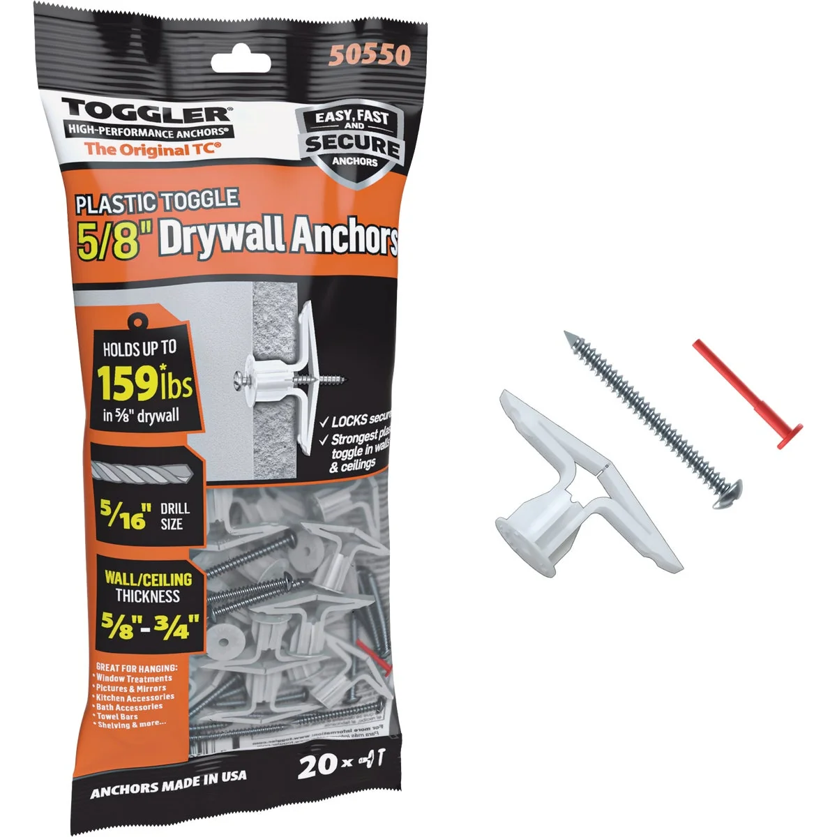 Convenient Toggler Snaptoggle 8 x 1-3 4 In. Zinc-Plated Steel Toggle Bolts 20-Count Minimalist