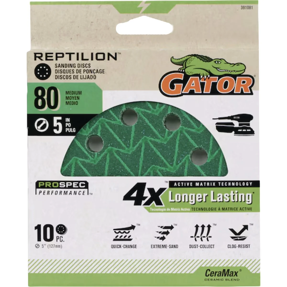 Smart Gator Reptilian 5 In. 8-Hole 120-Grit Sanding Disc 10-Pack Verified
