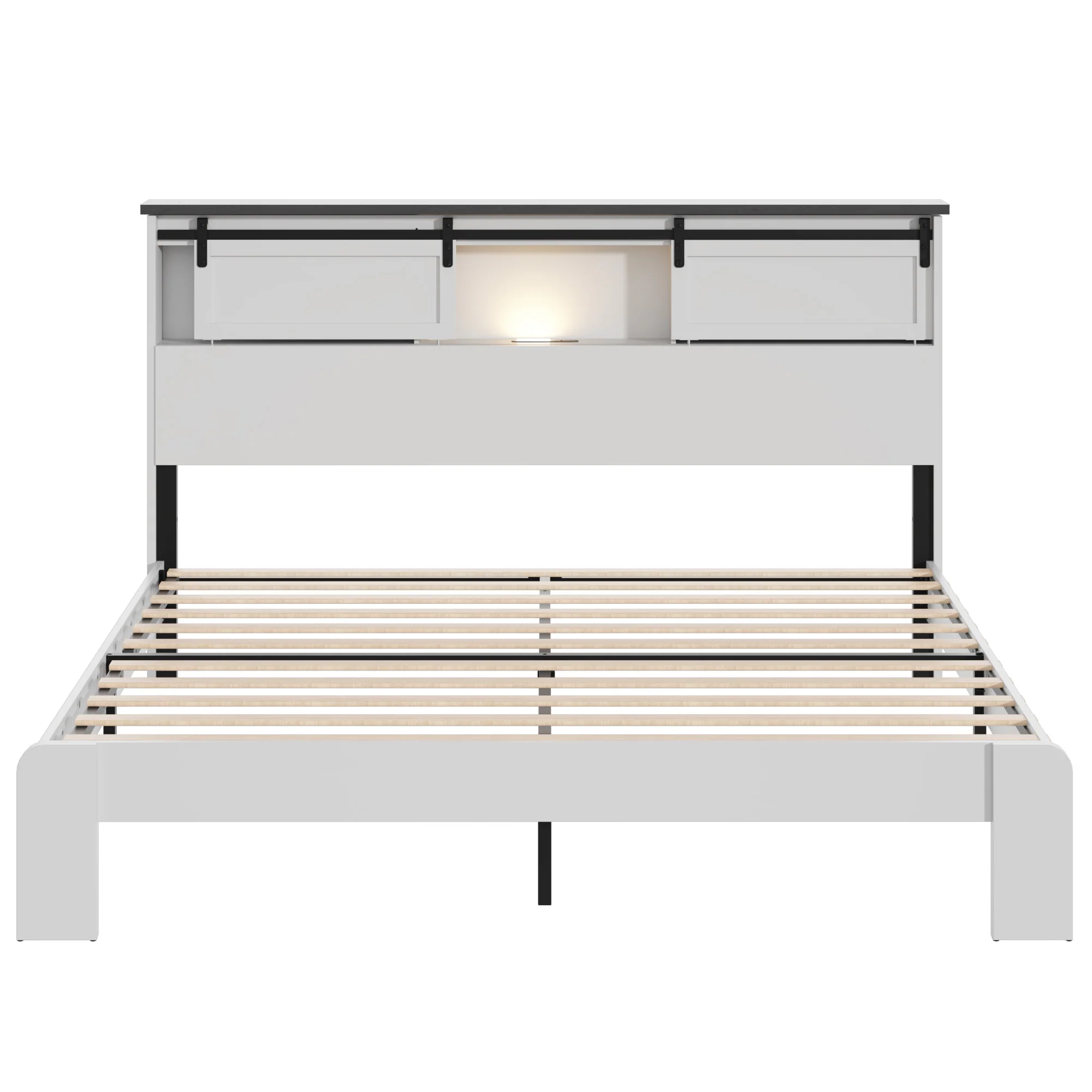 Artisan Queen Metal Bed Frame With Charging Station. Clean