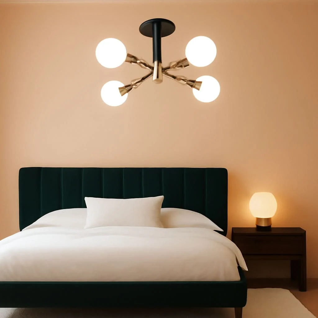Fashionable Black Gold Sputnik Chandelier Ceiling Light Modern High-Grade