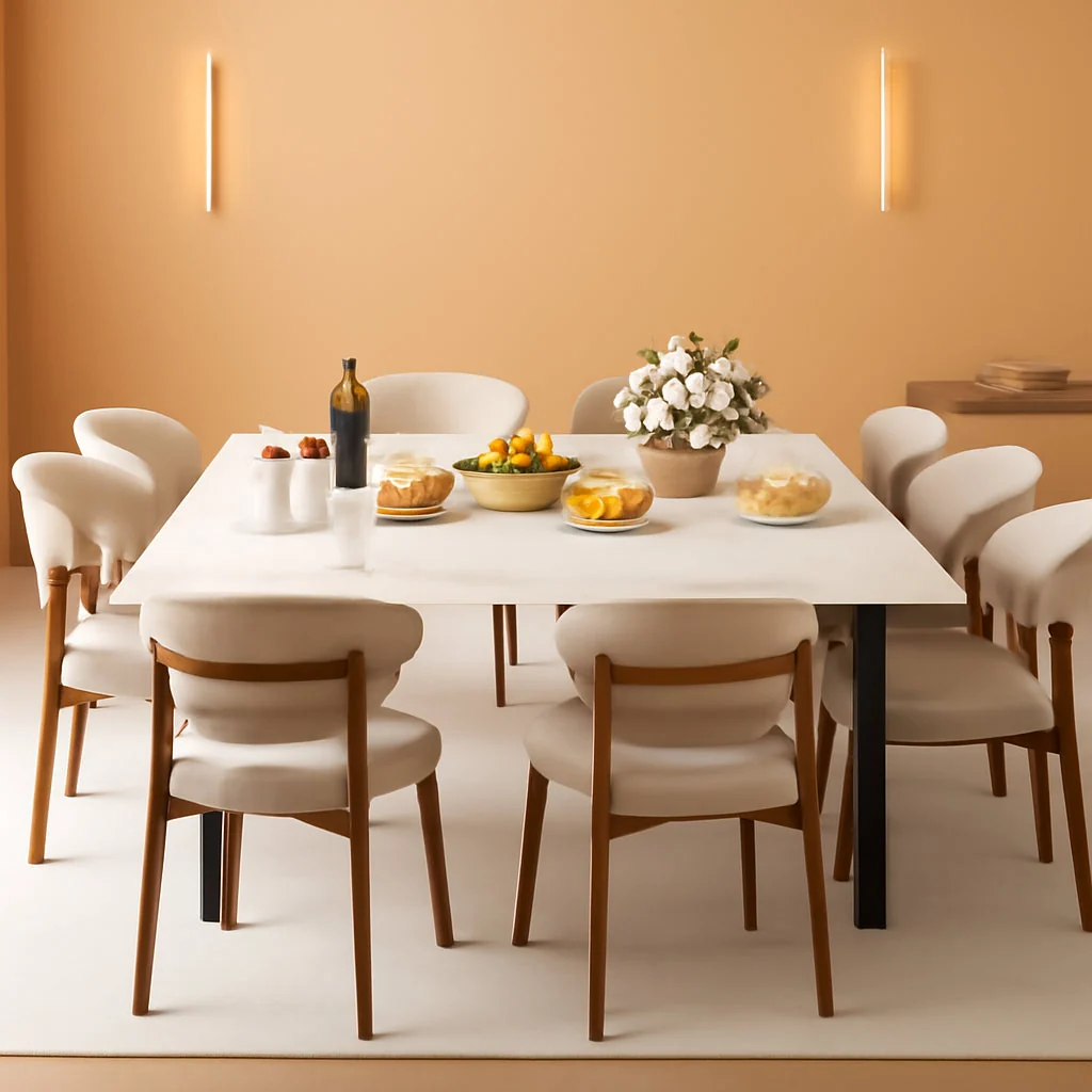 Reliable Premium Grade 79 Inch Dining Table Iron Legs Marble Top High-End
