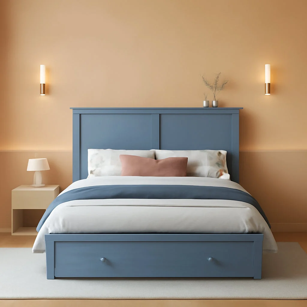Natural Queen Murphy Bed Cabinet With USB Storage Drawer With USB Charging High-Grade