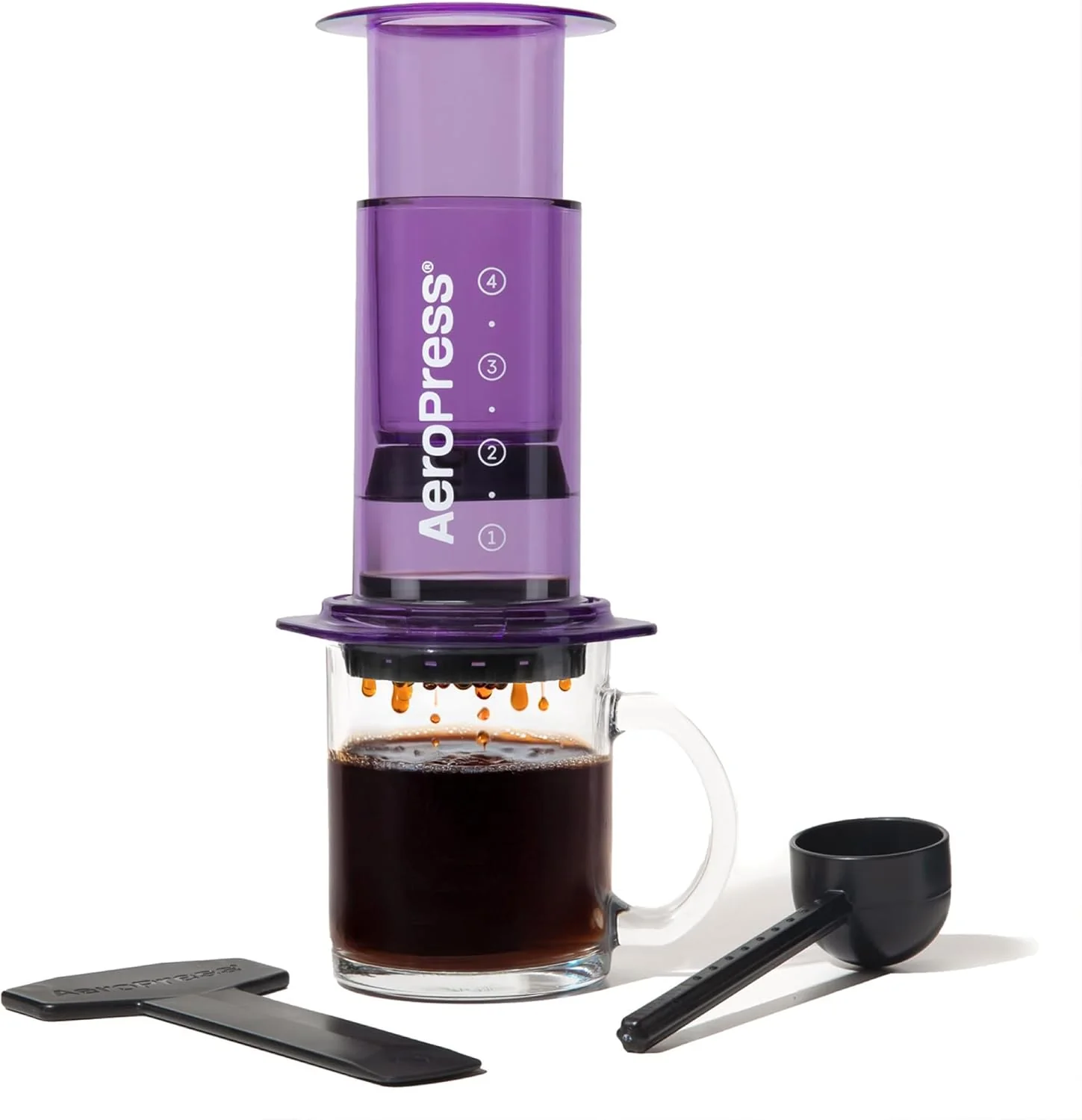 Exceptional AeroPress Clear Purple Coffee Press – 3 In 1 Brew Method Combines French Press Espresso Full Bodied Coffee Without Grit or Bitterness Small Portable Coffee Maker for Camping Travel Purple Top-Quality