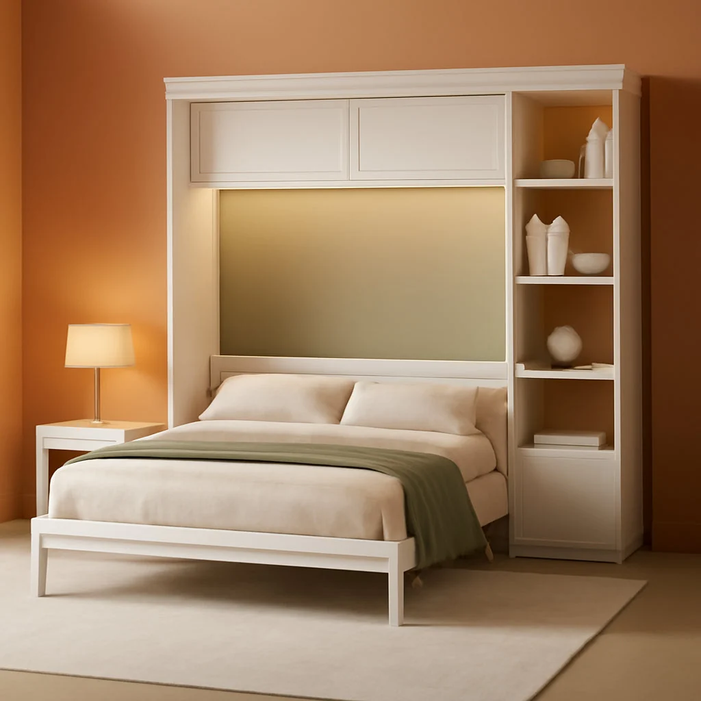 Expertly Made Queen Murphy Desk Bed White With Integrated Shelving Refined