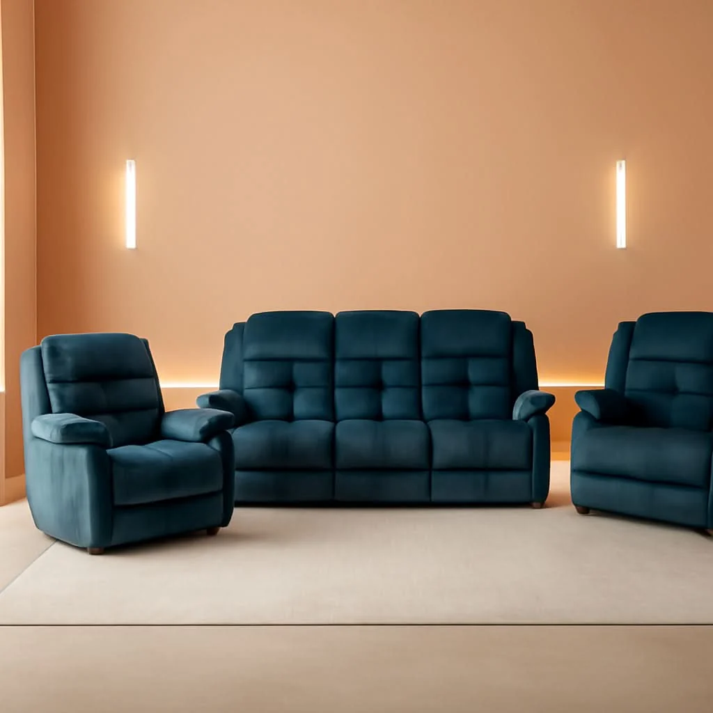 Efficient Grey Manual Reclining Living Room Set With One Seat Recliner And 3 Sea Smart