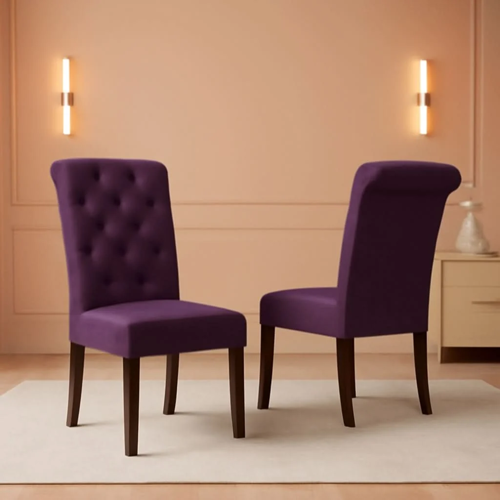 High-Performance Purple Tufted Dining Chairs Set Of 2 For Dining Room Relaxed