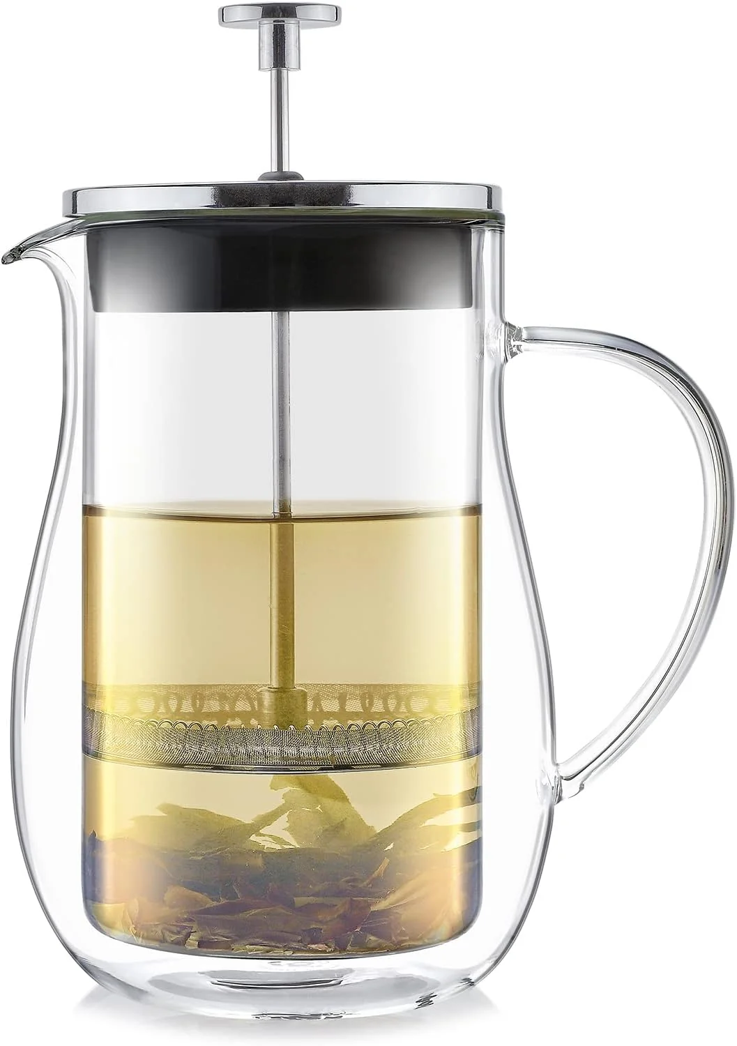 Enhanced Teabloom Stay-Hot Glass French Press – Insulated 27-Ounce 800 mL Loose Tea Steeper and Coffee Maker – Connoisseur’s Choice Lightweight