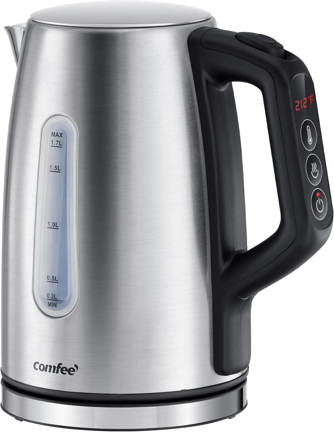 Easy-to-Use COMFEE’ Stainless Steel Temperature-Control Kettle 1.7L with 6 Preset Mode Sustainable