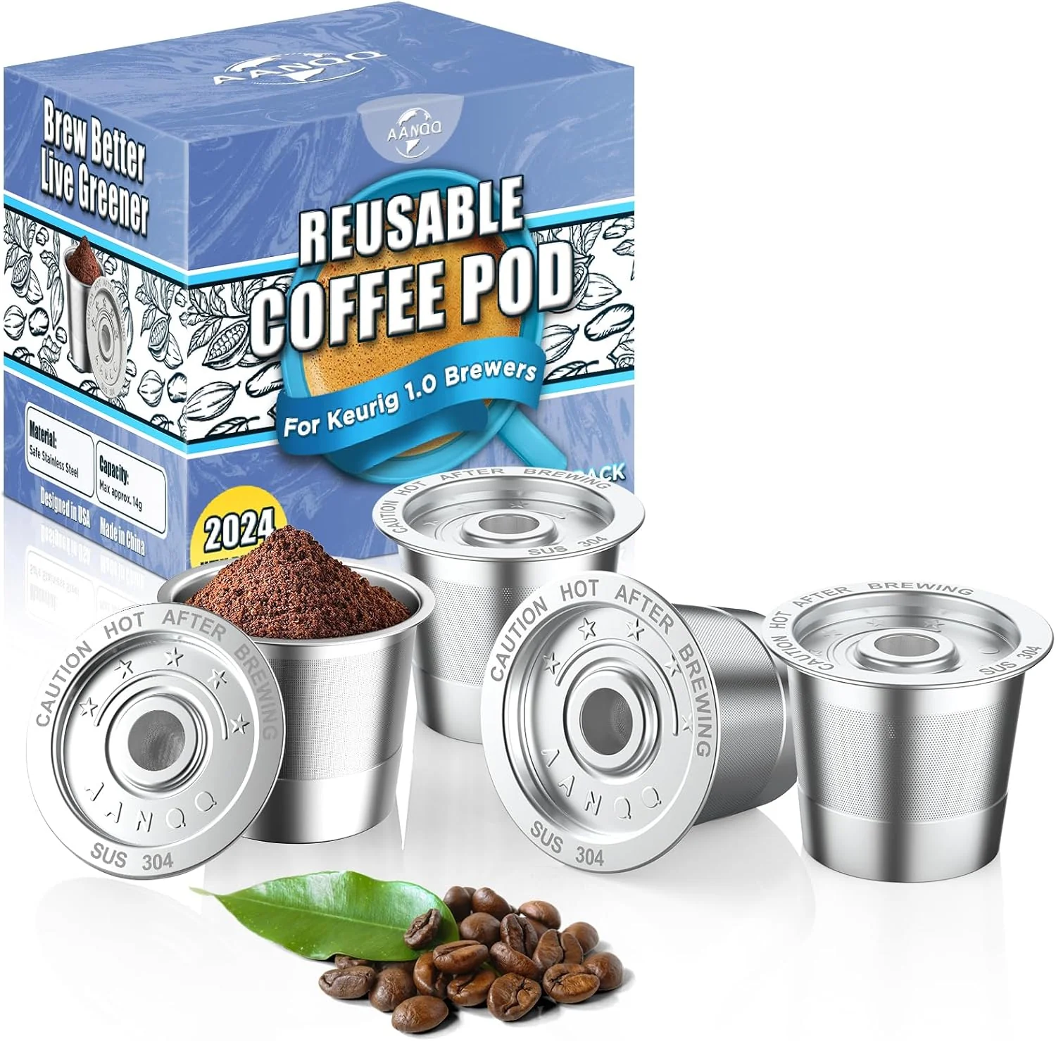 First-Class 4 Pack K Cup Reusable Coffee Pods for Keurig Stainless Steel Refillable K Cup – Reusable Coffee Filter for Keurig 1.0 Coffee Maker Permanent High-Quality
