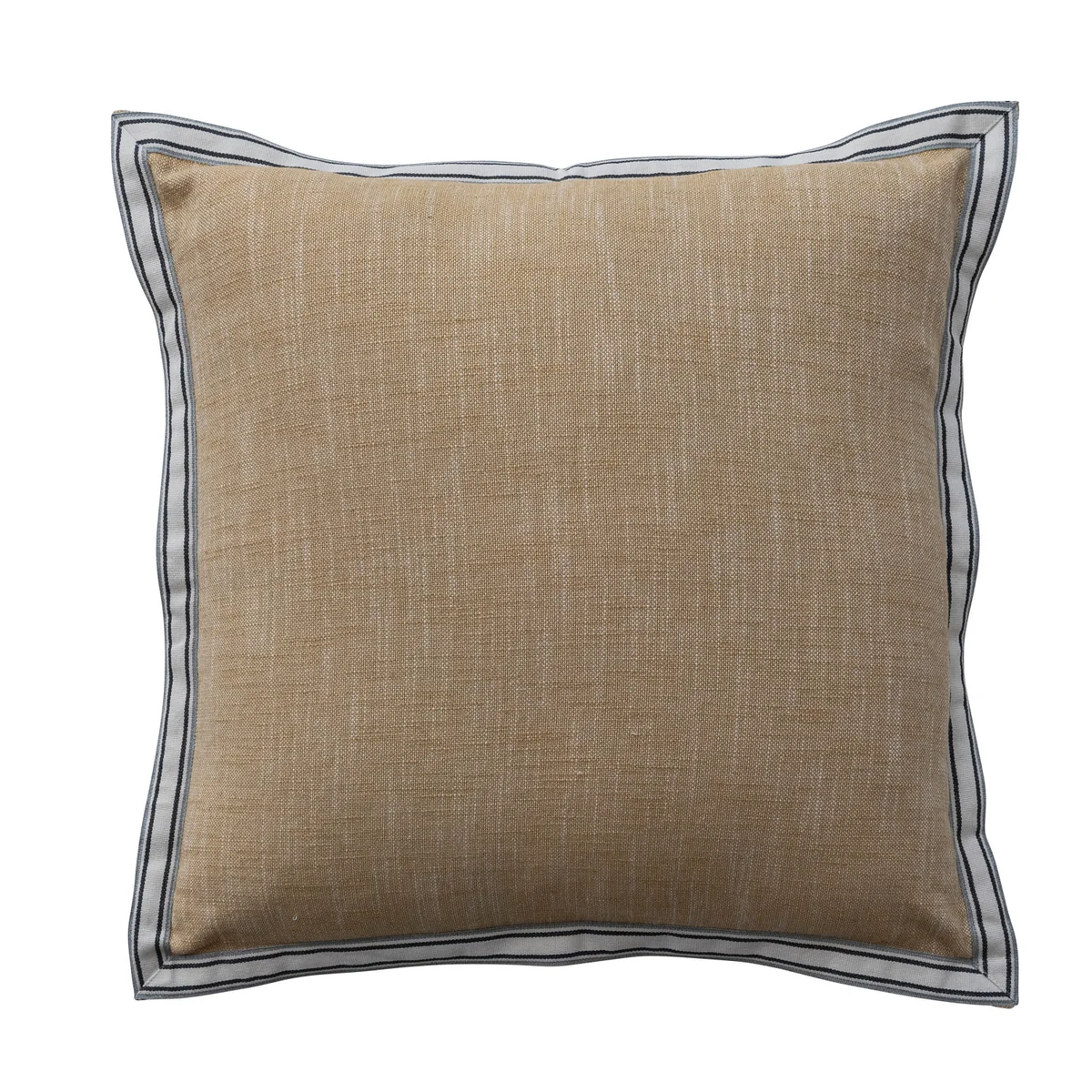 Classic 18 Square Woven Cotton Pillow with Striped Flange Edge World-Class