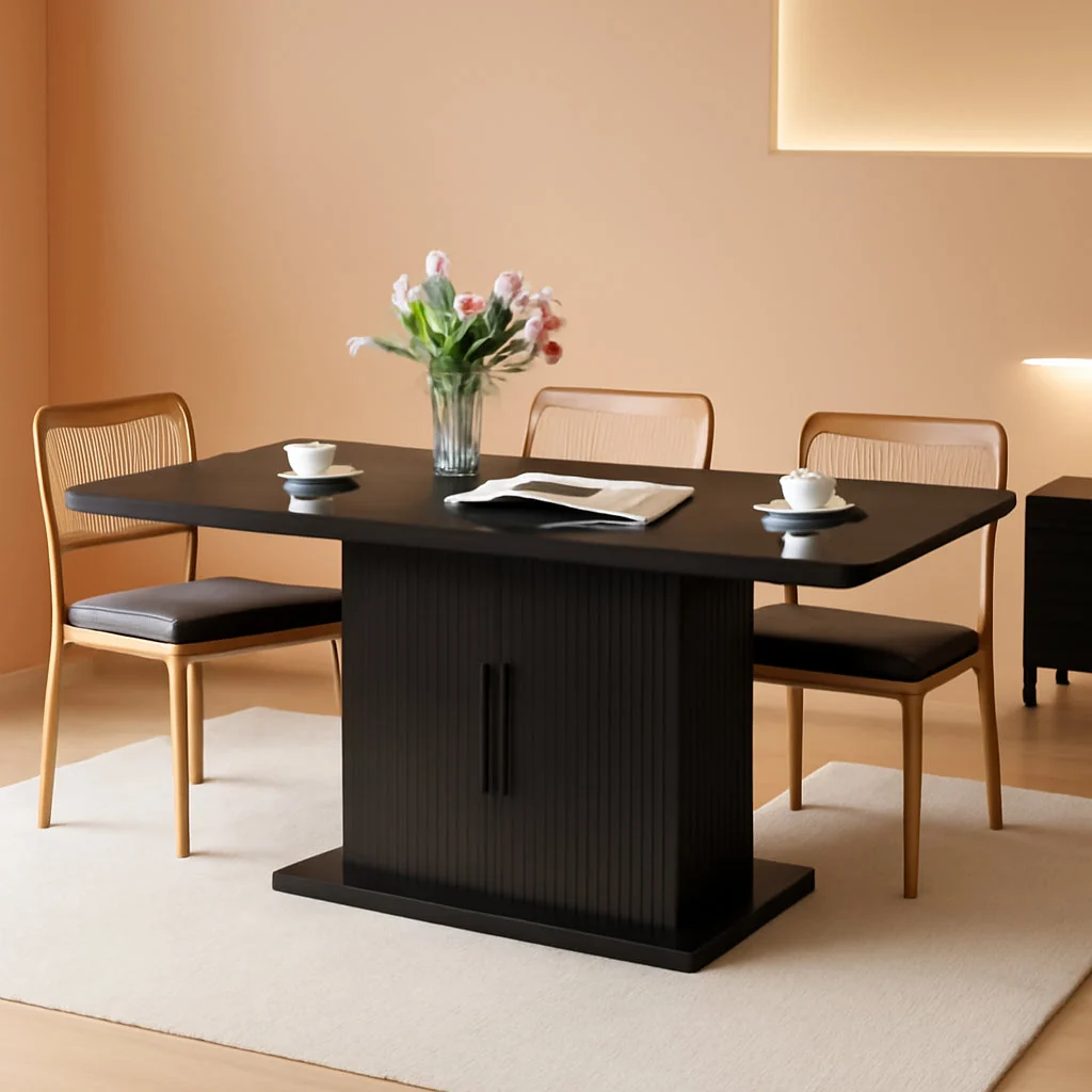 Next-Generation Extendable Black Dining Table With Concealed Storage Authentic