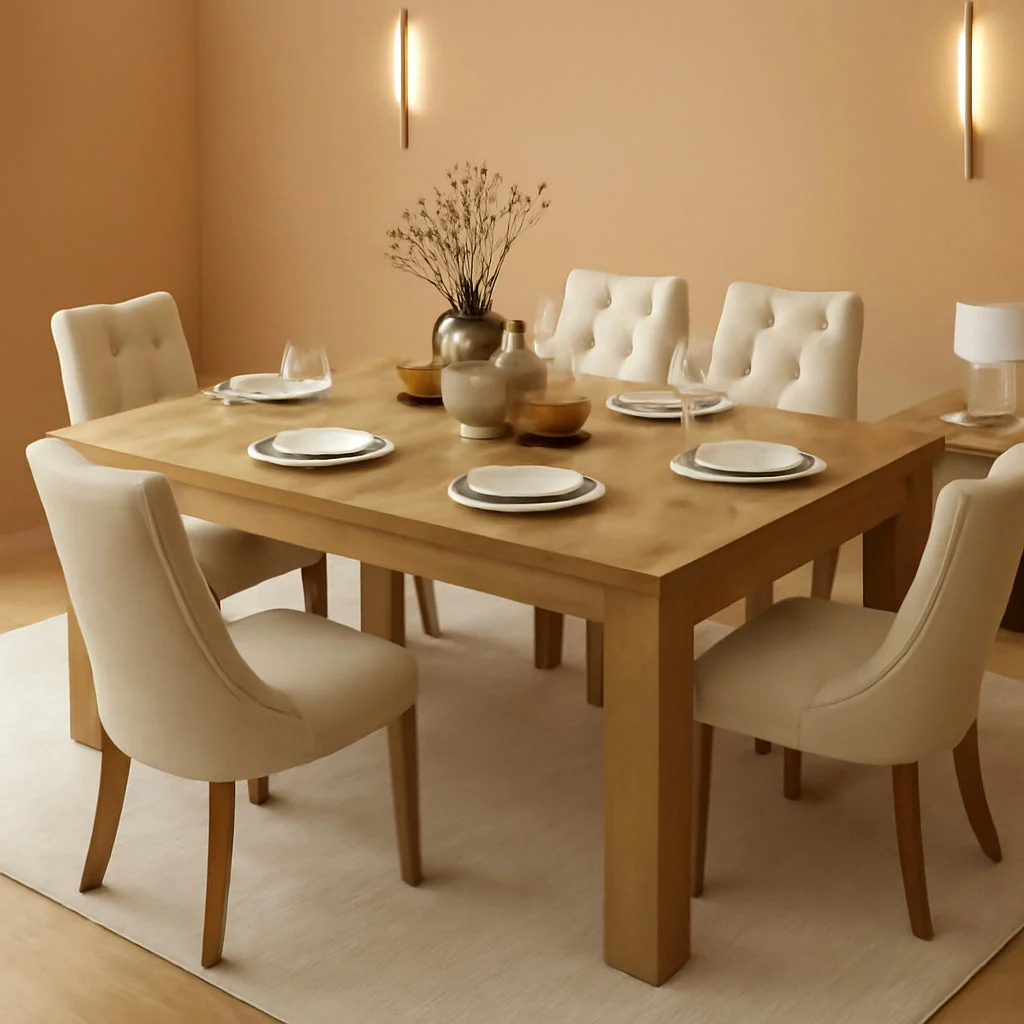 Soft 71 Farmhouse Dining Table Rectangular Natural Finish Elegant