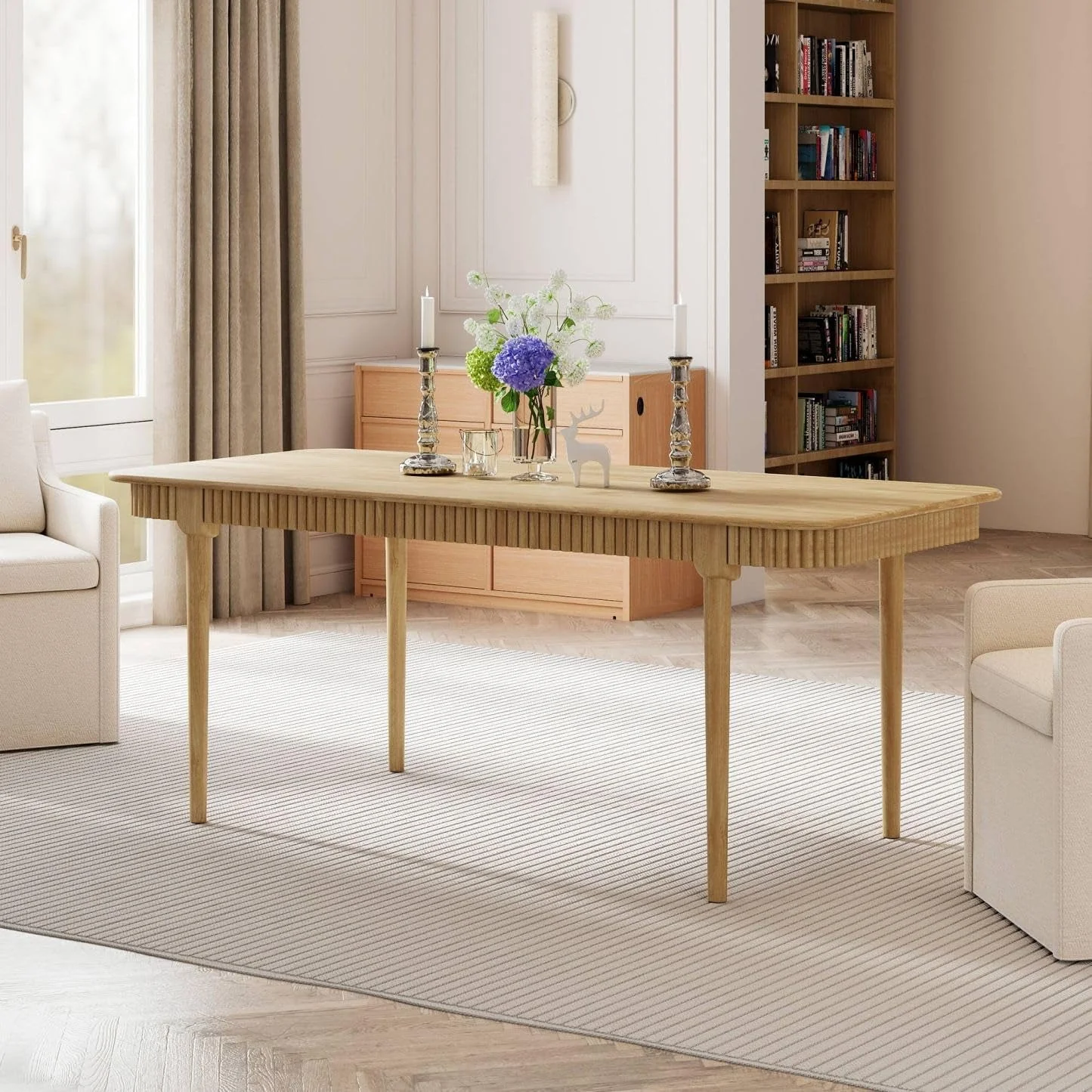 Versatile 63 Inches Rectangular Solid Farmhouse Dining Table Reliable