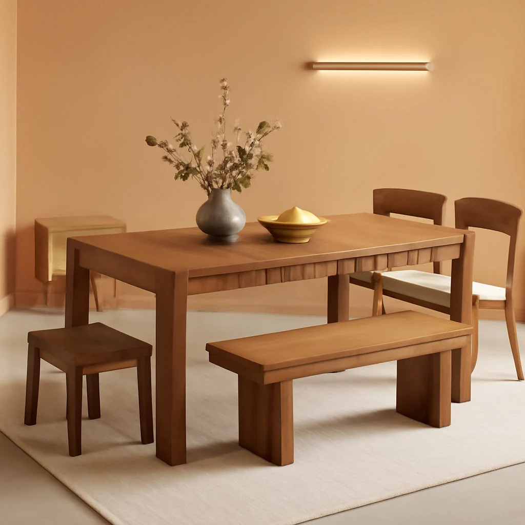 Organic 63 wood Farmhouse Rectangular Dining Table Espresso Environmentally Friendly