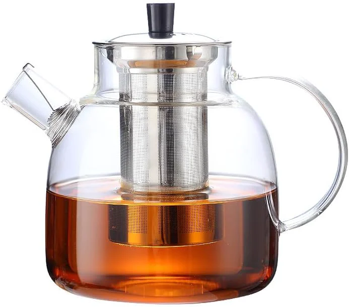 Environmentally Friendly 50OZ Glass Teapot With Infuser Tea Pot for Stove Top 1500ML Glass Tea Cup With Infuser and Lid Microwave and Dishwasher Safe Eco-Friendly