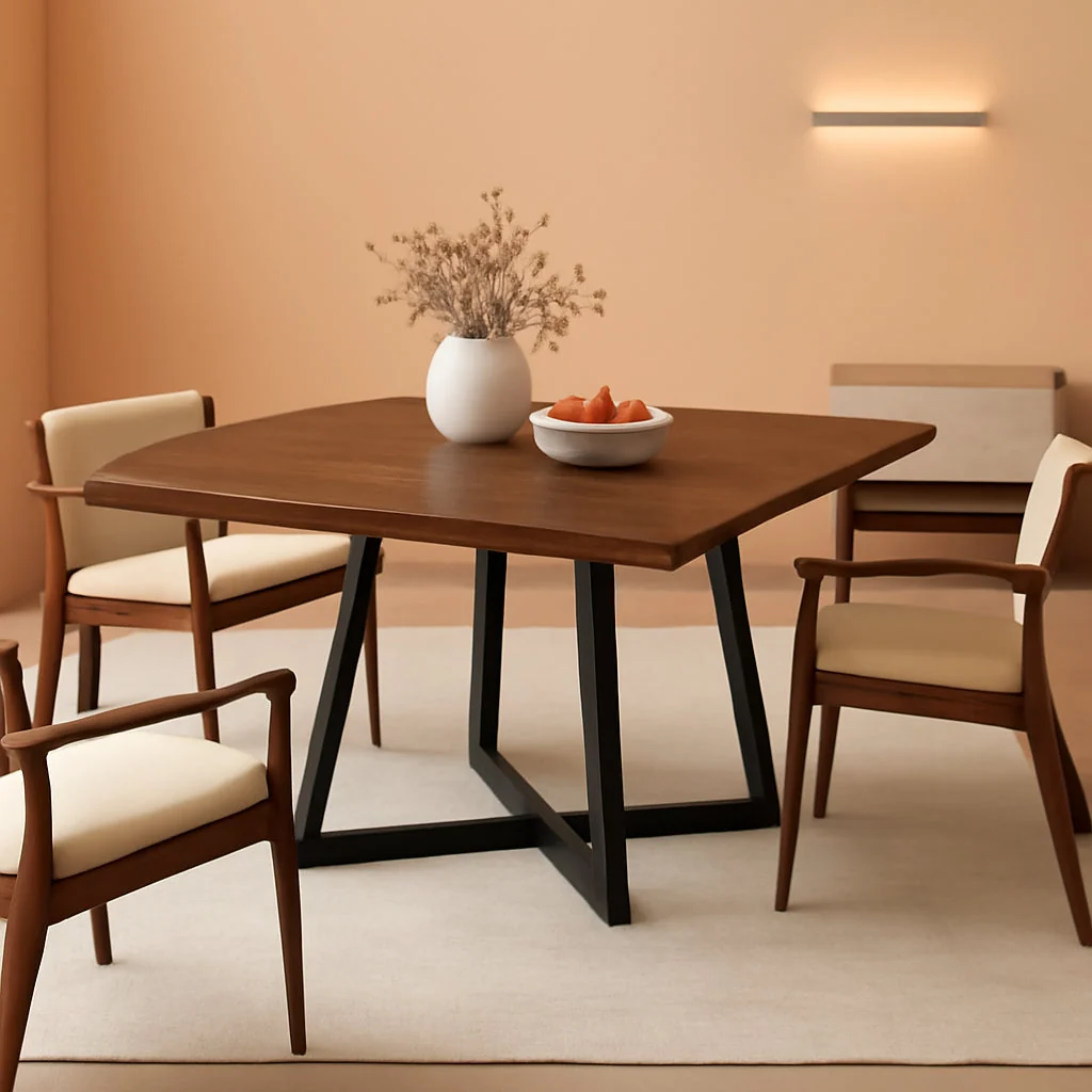 Optimized Square Dining Table 31.5in Industrial Rustic Brown Safe