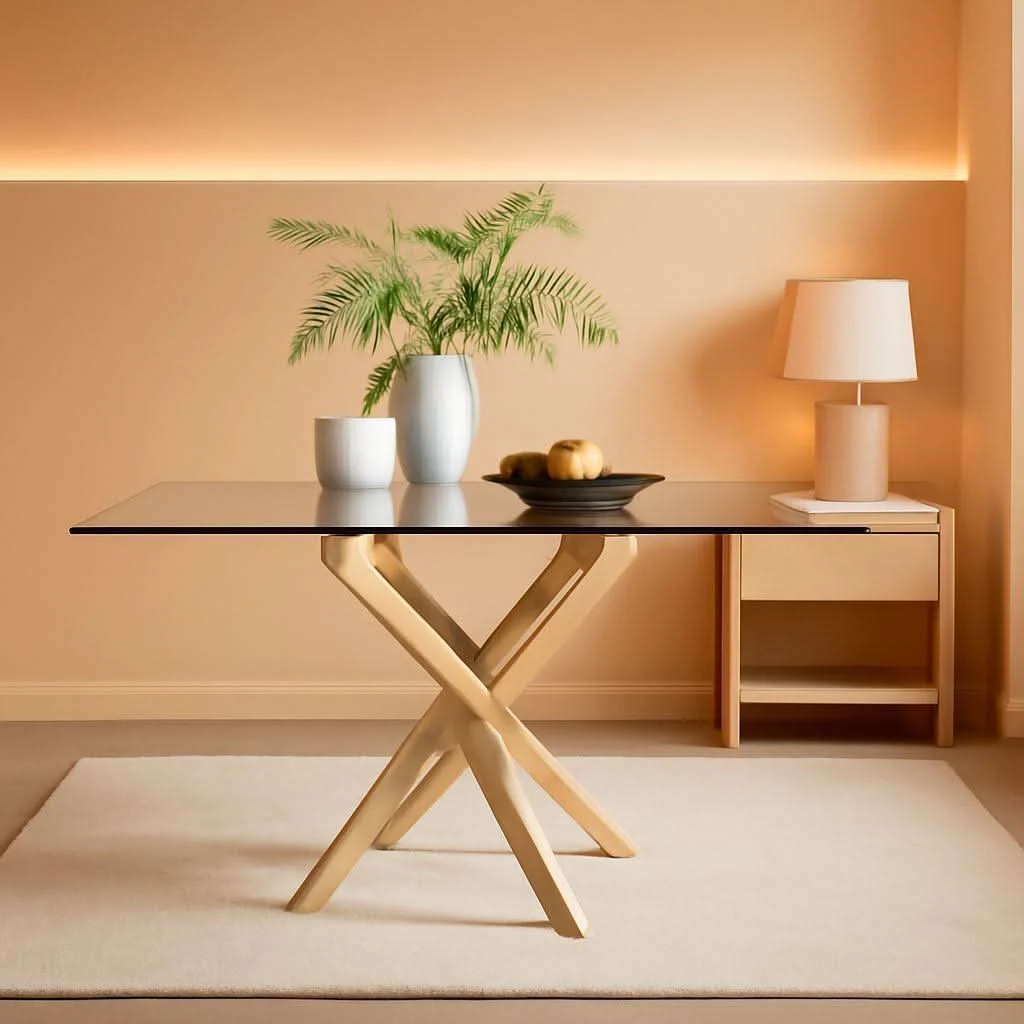 Green Leonardo Gold Glass Top Dining Table Modern Premium Smart