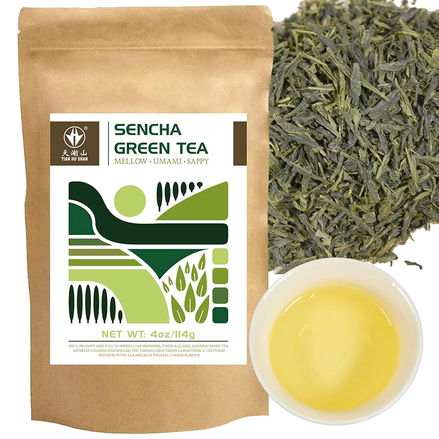 Secure Tian HU Shan Sencha Green Tea Loose Leaf Japanese green tea 4 Ounce High-Grade