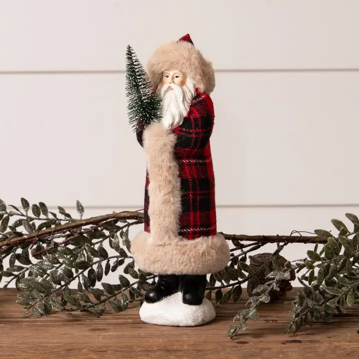 Versatile Tartan Plaid Belsnickle Santa Figurine Practical