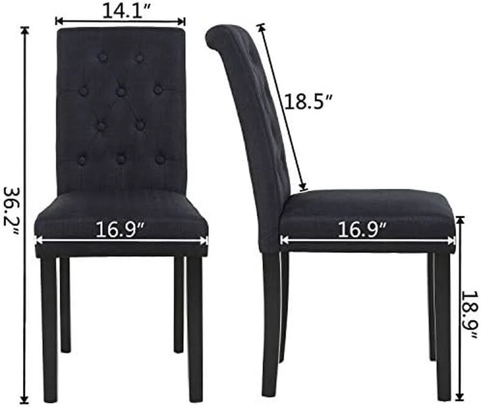 Healthy Two Upholstered Fabric Dining Chairs Button Tufting Black Selected