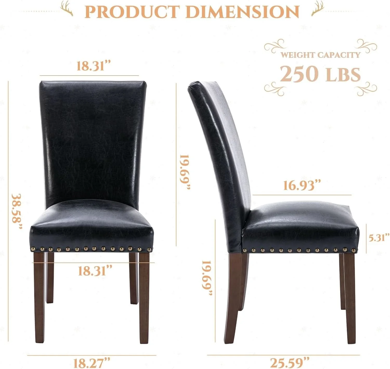 Luxury Parsons Dining Chairs Set Of 4 Black Upholstered Nailhead Trim Next-Generation