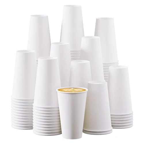 Elegant Disposable Paper Coffee Cups 16oz 210 Count Premium Material