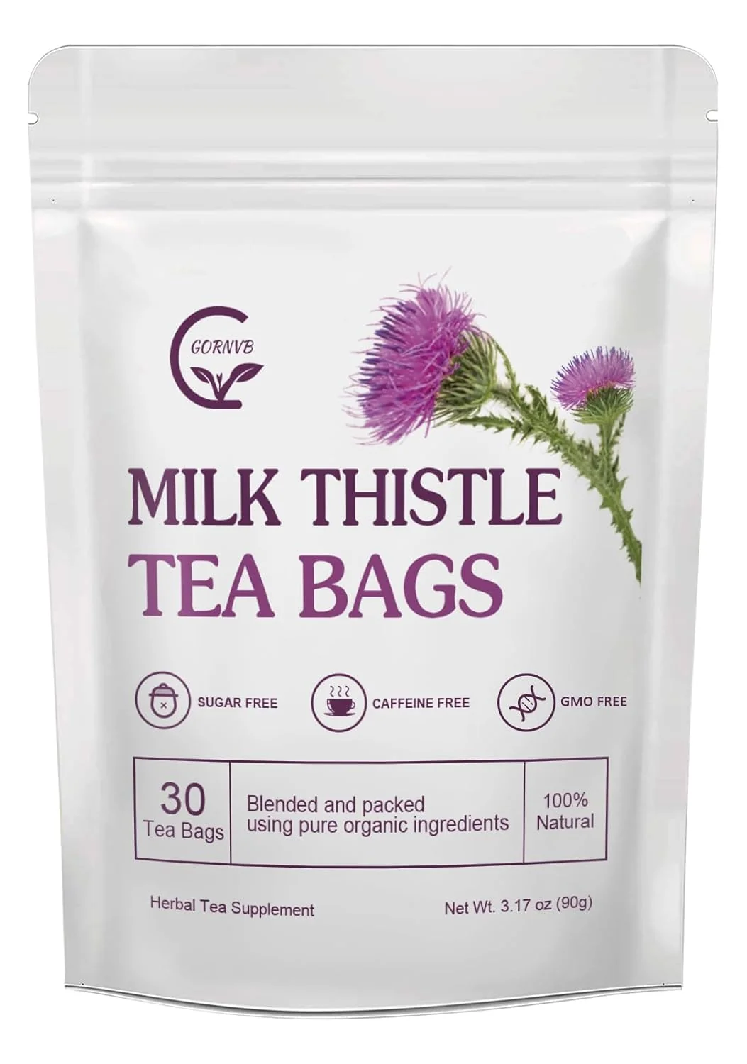 Long-Lasting Organic Milk Thistle Tea Bags Liver Support Herbal Tea Caffeine 30 Tea Bags Elite