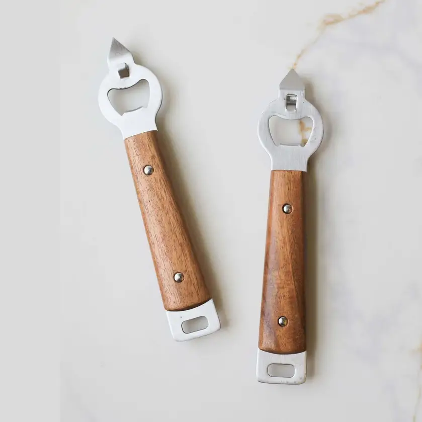 World-Class Heirloom Wood Handle Stainless Steel Bottle Opener Reusable