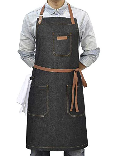 Practical Denim Chef Apron with Pockets Clean
