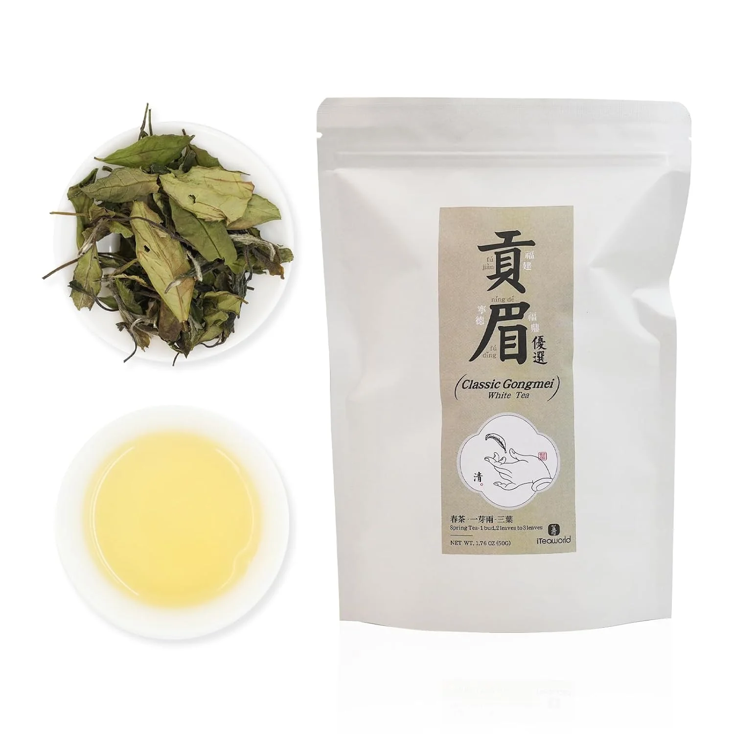 Innovative iTeaworld Gongmei Loose Leaf White Tea Low Caffeine Multiple Steeping 1.7oz Up to 100 Cups Smooth Mellow Taste Low Bitterness Easy Mug Brewing for Daily Drinking amp Relaxation Classic