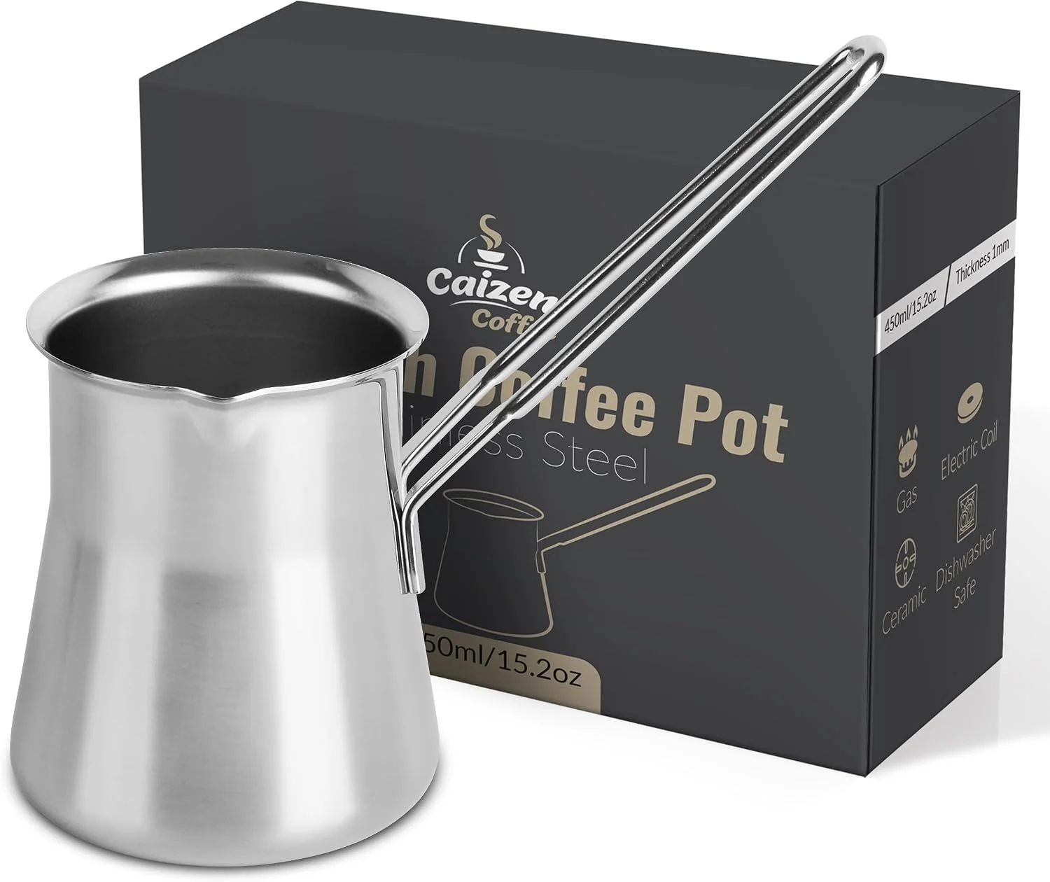 High-Performance Quality Turkish Coffee Pot – Turkish Coffee Maker Chai Pot Arabic Coffee Pot Briki Greek Coffee Pot Greek Briki Cezve Ibrik 15oz Outstanding