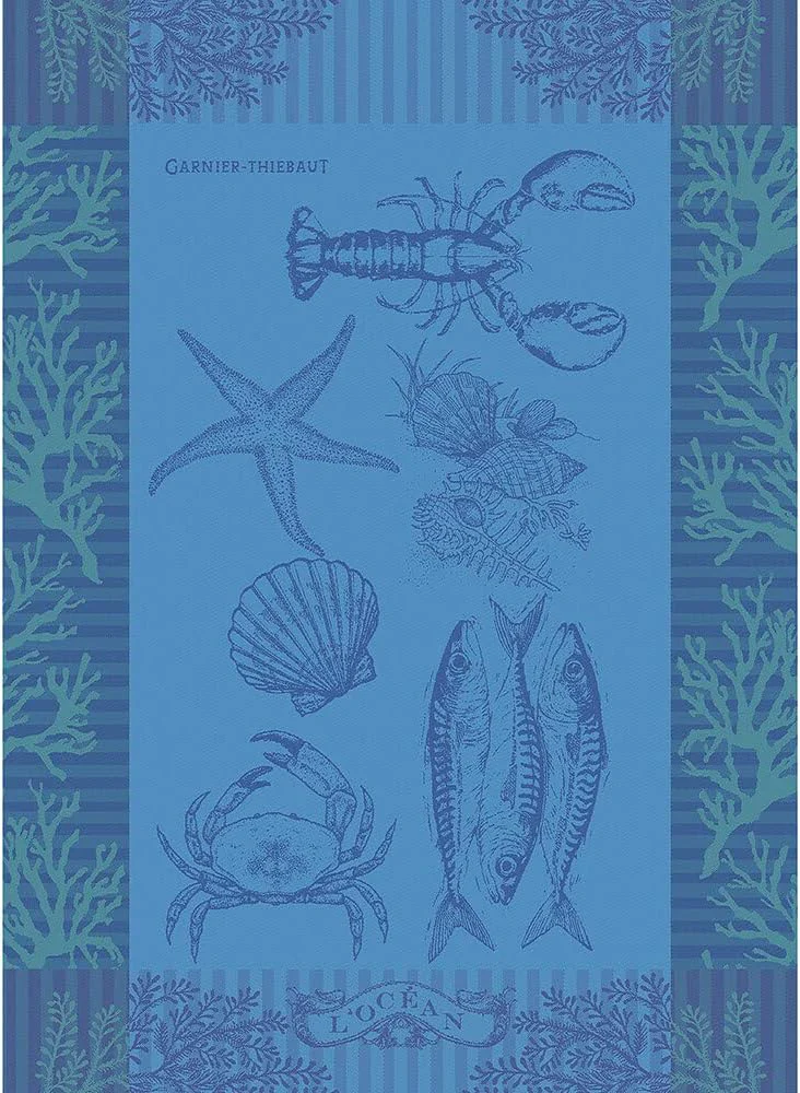 User-Friendly Garnier Thiebaut L’Ocean Bleu The Blue Ocean French Kitchen Towel 22 x30 Cotton Jacquard Luxury