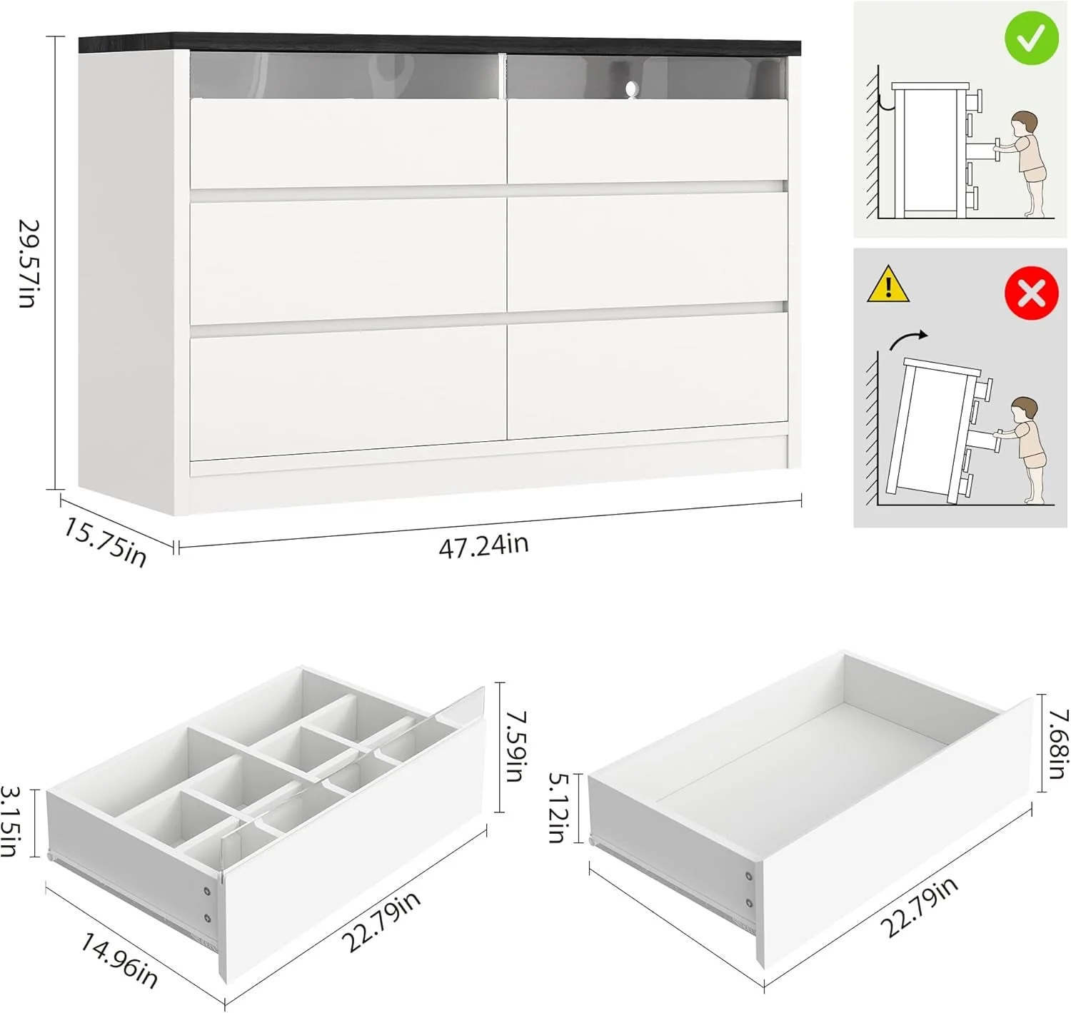 Unique White RGBLED Dresser With Innovative Illumination Drawers Trusted