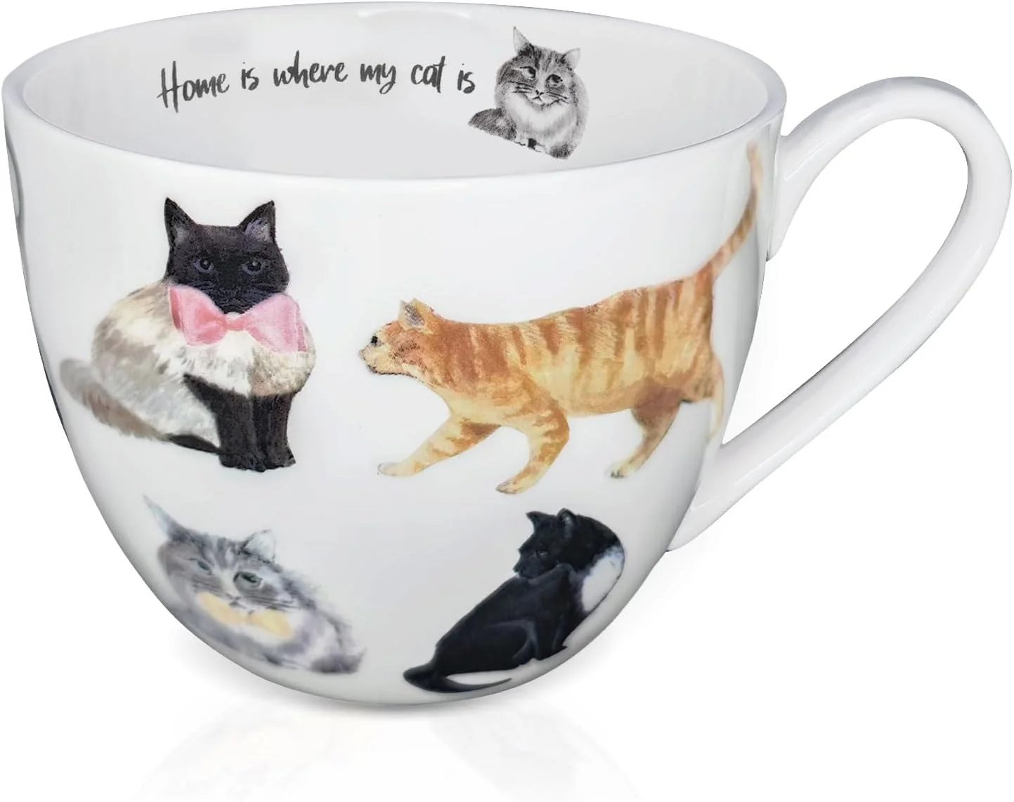 Secure Cute Cat Mugs for Daily Coffee and Tea Premium 20 oz Bone China Coffee Tea Hug Mug Holiday and Birthday Gift for Cat Lovers Optimized