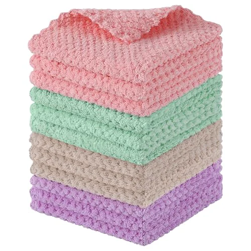 Lightweight 12 Pack Coral Velvet Kitchen Dish Cloths 12 Count Fine Crafted