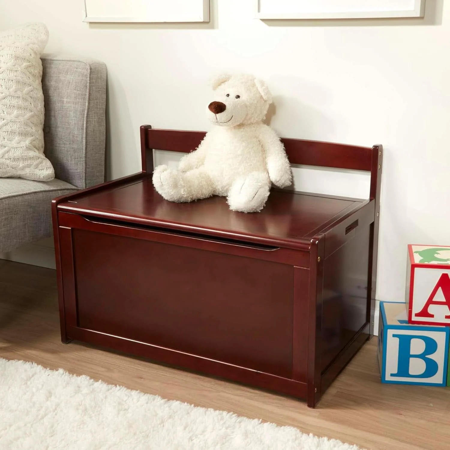 Carefully Designed Espresso Contemporary Toys Chest Safety Hinged Lid Exceptional