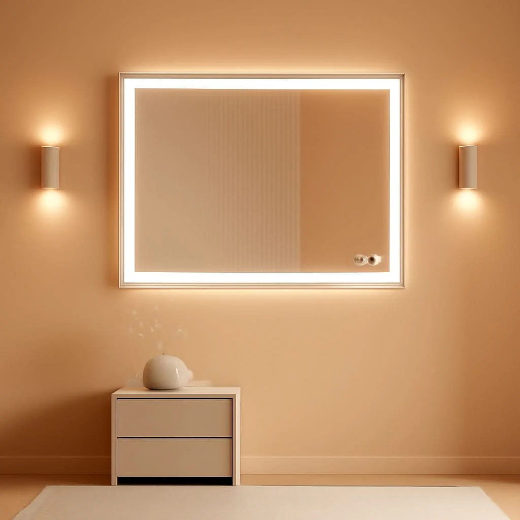 Environmentally Friendly 48X36Inch LED Backlit AntiFog Vanity Mirror Dimmable Lightweight