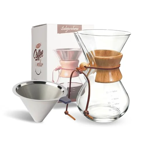 High-End subjectthree Drip Coffee 6 Cup Glass Pour Over Coffee Maker Kit Elite