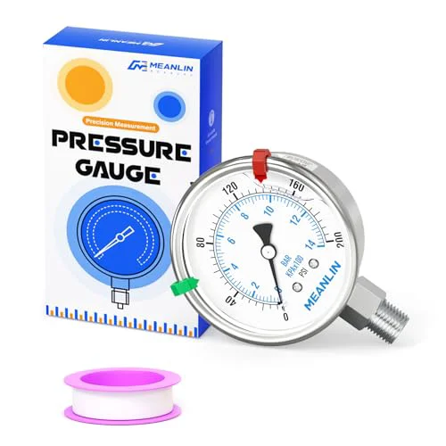 Practical 0 200Psi Liquid Filled Pressure Gauge Stainless Steel with 316 Stainless Steel Joint 1 Carefully Designed