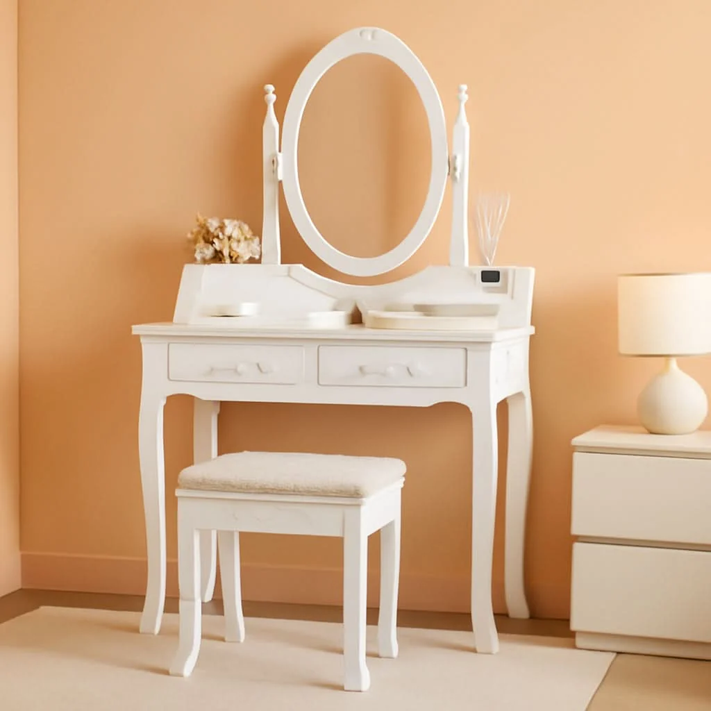 High-Quality Wood Makeup Vanity Table Set With Detachable Mirror Reliable