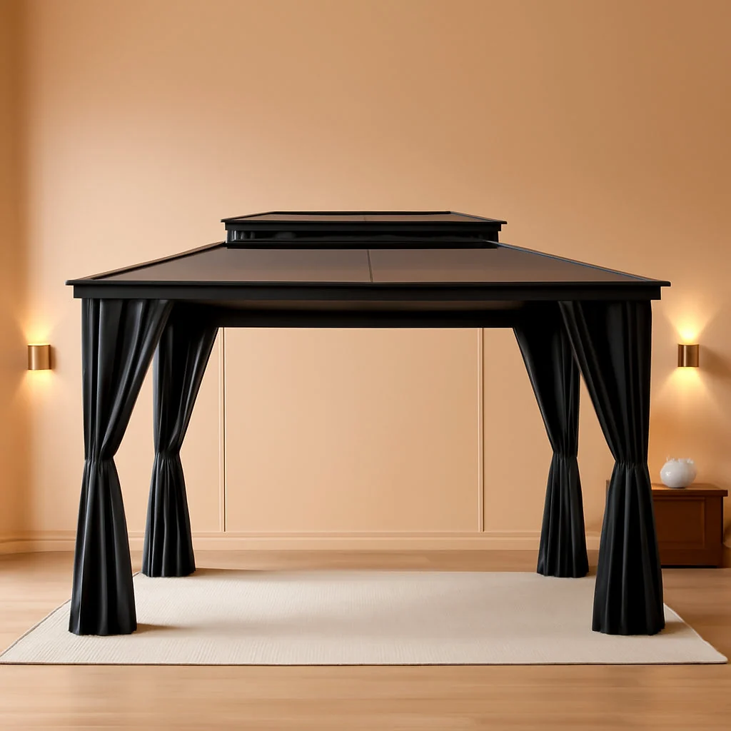 Optimized 12x20Ft Gazebo Grey Polycarbonate Hardtop Weatherproof Long-Lasting
