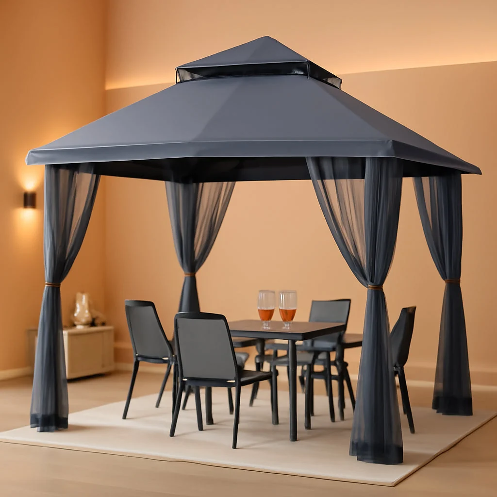 Reliable 11x11ft Gazebo With Mosquito Netting Charcoal Gray Sustainable